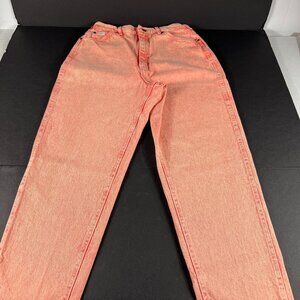 VTG 90s Union Made Lee Jeans Women 12 Med High Rise Straight Orange Denim Cotton